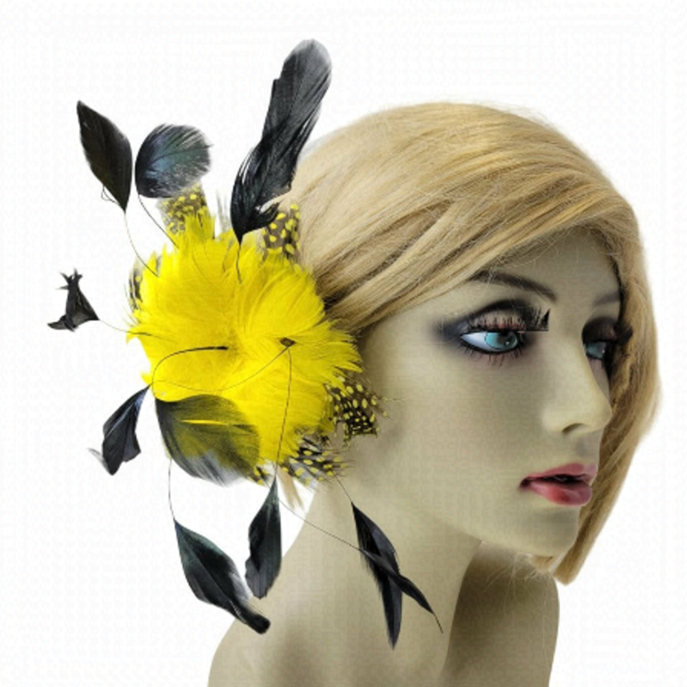 Yellow Fascinator Floral Hair Clip & Brooch Flower Fascinator AND Brooch Pin